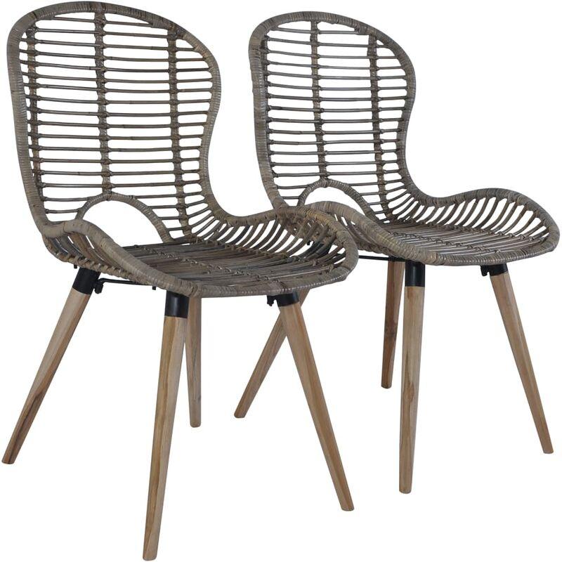 Sedie da Pranzo 4 pz Marroni in Rattan Naturale VD12341 - Hommoo