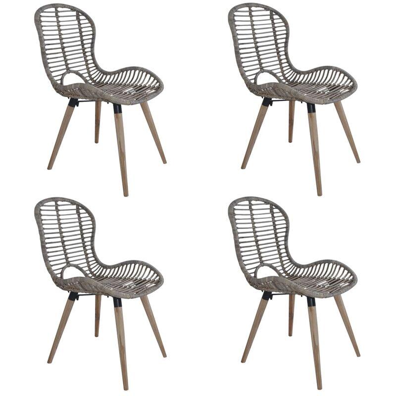 Sedie da Pranzo 4 pz Marroni in Rattan Naturale VD12342 - Hommoo Sedie da Pranzo 4 pz Marroni in Rattan Naturale VD12342 - Hommoo