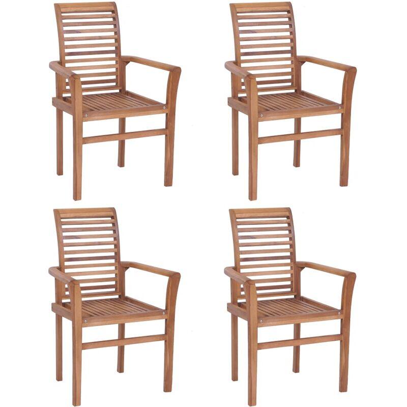 Hommoo Sedie da Pranzo Impilabili 4 pz in Legno Massello di Teak VD26418