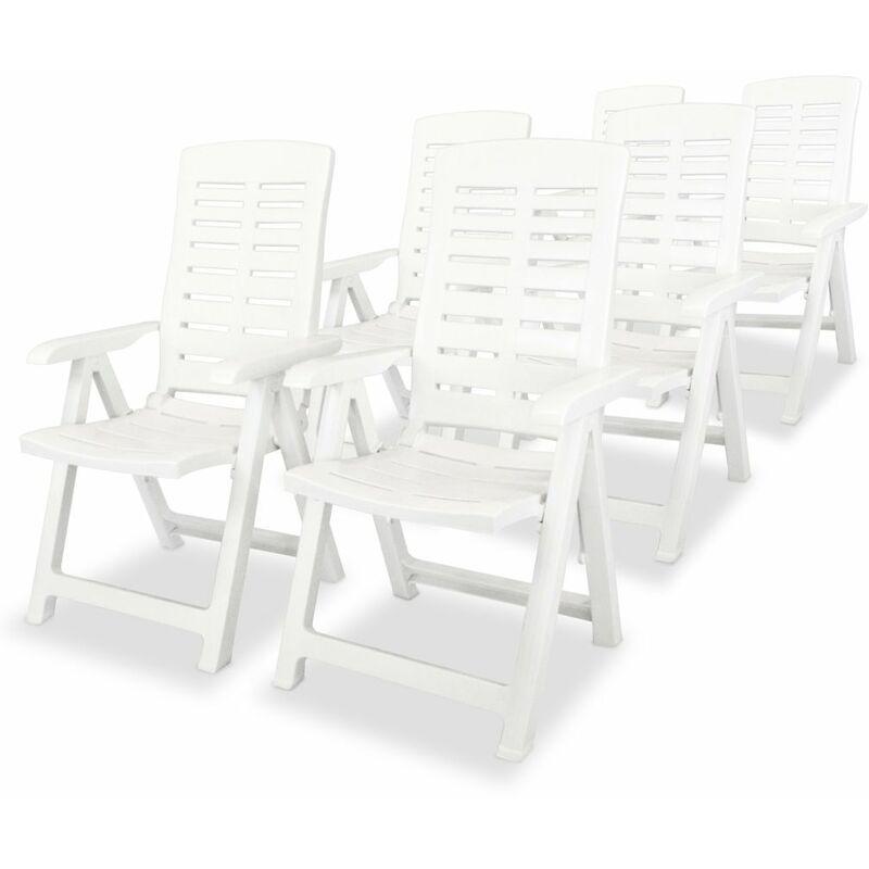 Sedie Reclinabili da Giardino 6 pz in Plastica Bianche VD17364 - Hommoo