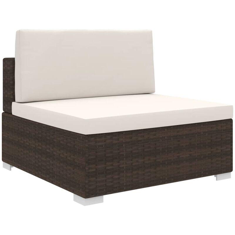 Seduta Centrale Modulare 1 pz con Cuscini in Polyrattan Marrone VD27605 - Hommoo