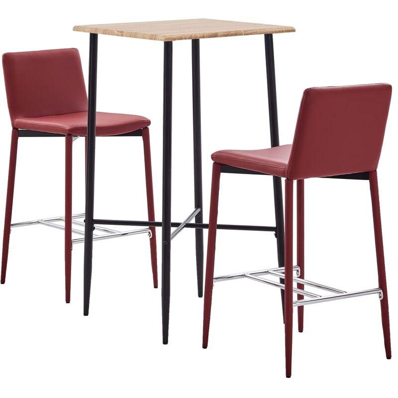 Set da Bar 3 pz in Similpelle Rosso Vino VD37542 - Hommoo