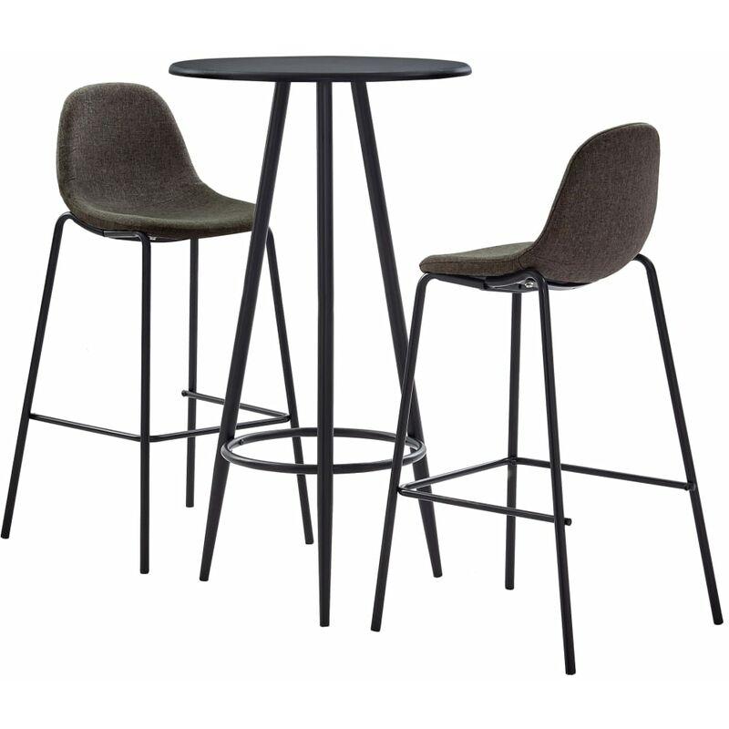 Set da Bar 3 pz in Tessuto Grigio Scuro VD38614 - Hommoo