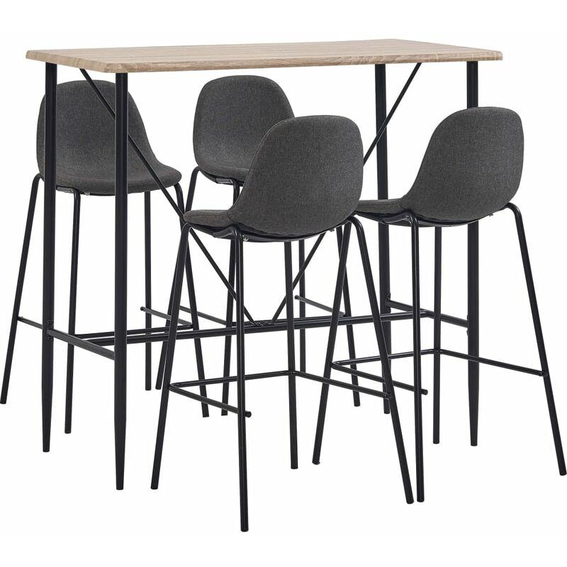 Set da Bar 5 pz in Tessuto Grigio Scuro VD38670 - Hommoo