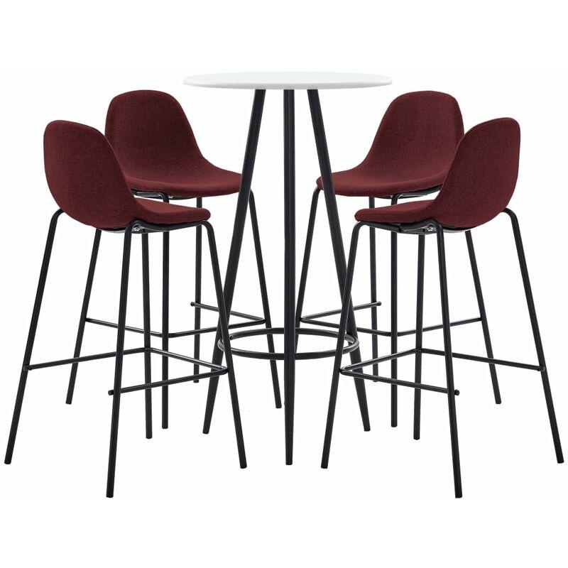 Set da Bar 5 pz in Tessuto Rosso Vino VD38629 - Hommoo