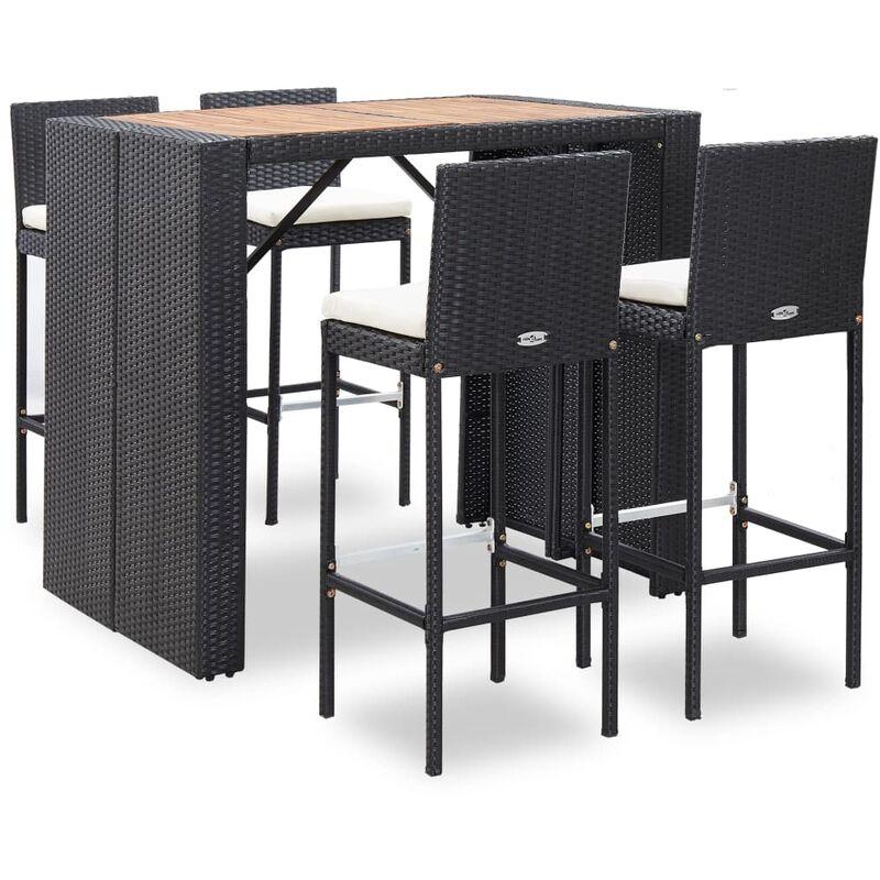 Set da Bar da Giardino 5 pz in Polyrattan e Massello d'Acacia VD53403 - Hommoo