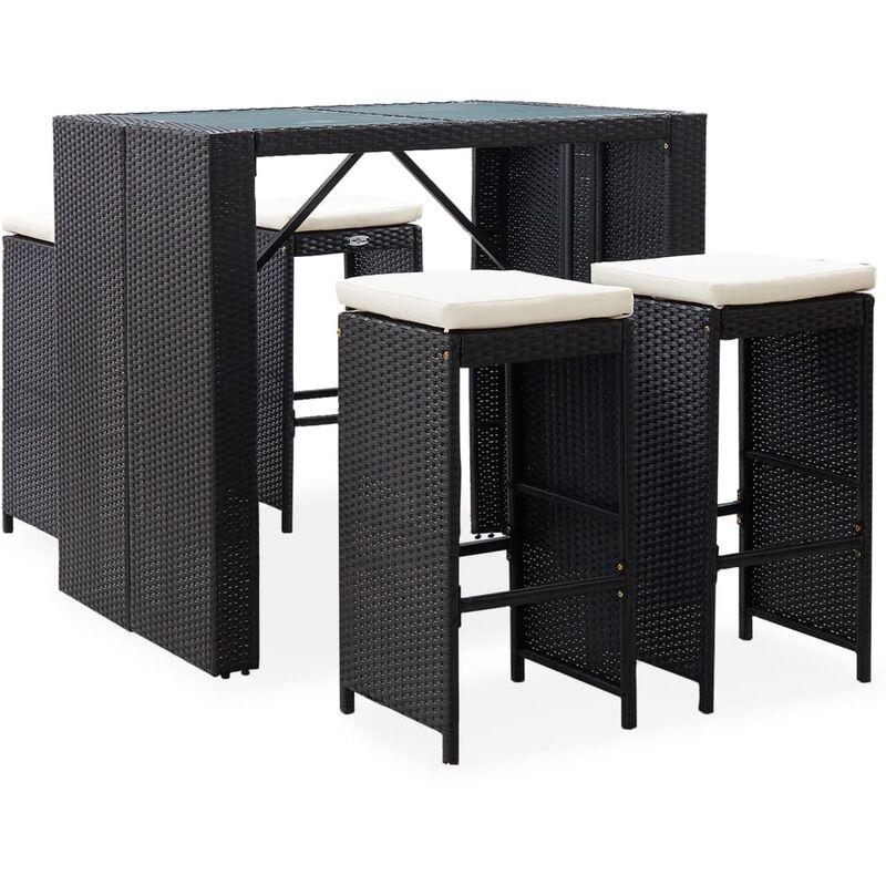 Set da Bar da Giardino 5 pz in Polyrattan e Vetro Nero VD53407 - Hommoo