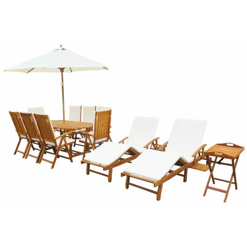 Hommoo Set da Pranzo da Giardino 13 pz con Cuscini Massello di Acacia VD25683 Hommoo Set da Pranzo da Giardino 13 pz con Cuscini Massello di Acacia VD25683