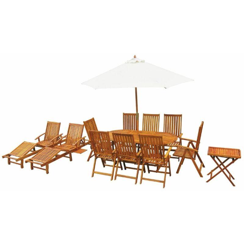 Set da Pranzo da Giardino 13 pz in Massello di Acacia VD25467 - Hommoo