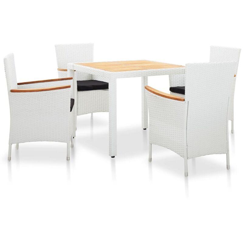 Set da Pranzo da Giardino 5 pz in Polyrattan Bianco VD45348 - Hommoo Set da Pranzo da Giardino 5 pz in Polyrattan Bianco VD45348 - Hommoo