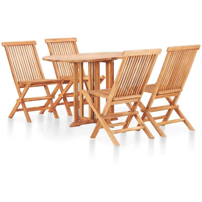 Set da Pranzo da Giardino 5 pz Pieghevole in Massello di Teak VD46822 - Hommoo Set da Pranzo da Giardino 5 pz Pieghevole in Massello di Teak VD46822 - Hommoo