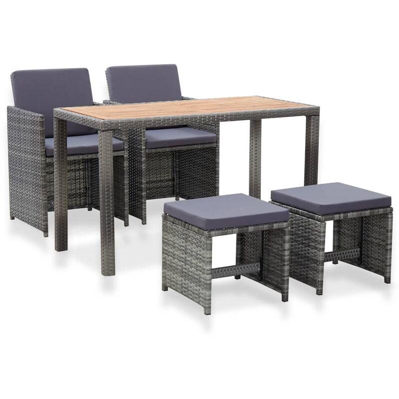 Set da Pranzo da Giardino 5 pz Polyrattan e Acacia Antracite VD52910 - Hommoo