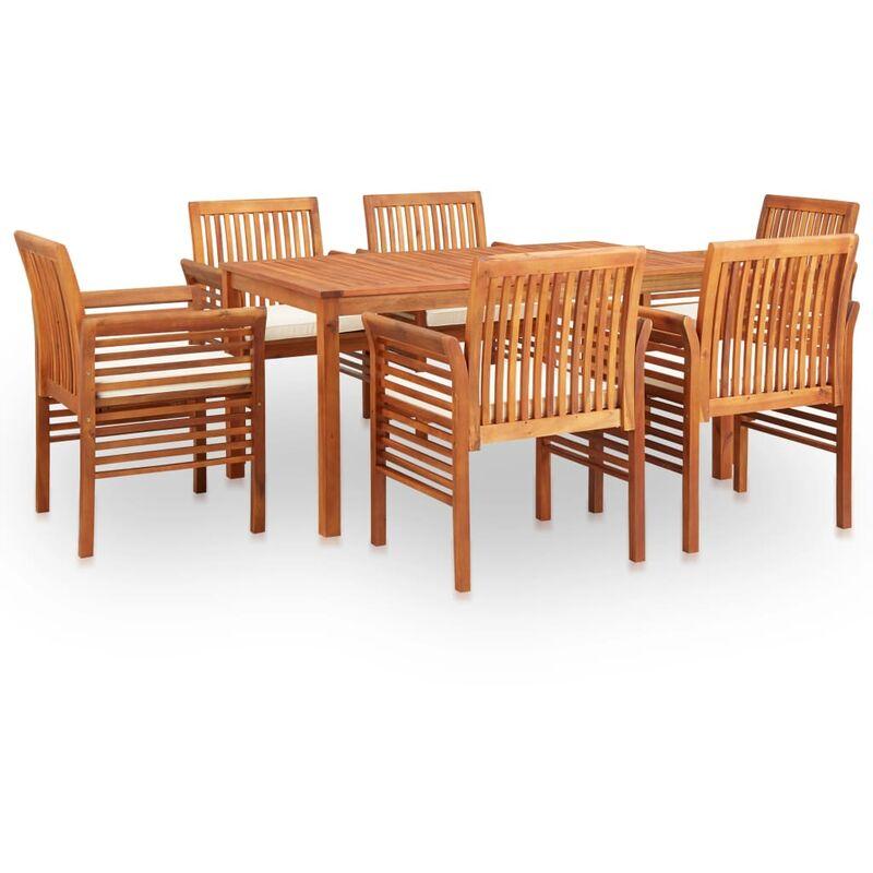 Hommoo Set da Pranzo da Giardino 7 pz con Cuscini Massello di Acacia VD20293