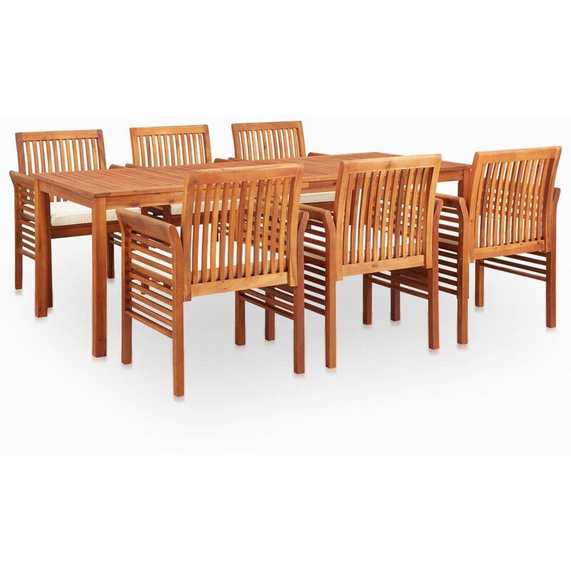 Set da Pranzo da Giardino 7 pz con Cuscini Massello di Acacia VD20294 - Hommoo
