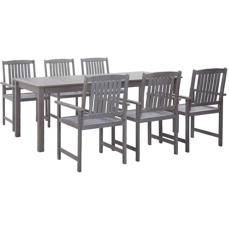 Hommoo Set da Pranzo da Giardino 7 pz Grigio Legno Massello di Acacia VD45339 Hommoo Set da Pranzo da Giardino 7 pz Grigio Legno Massello di Acacia VD45339