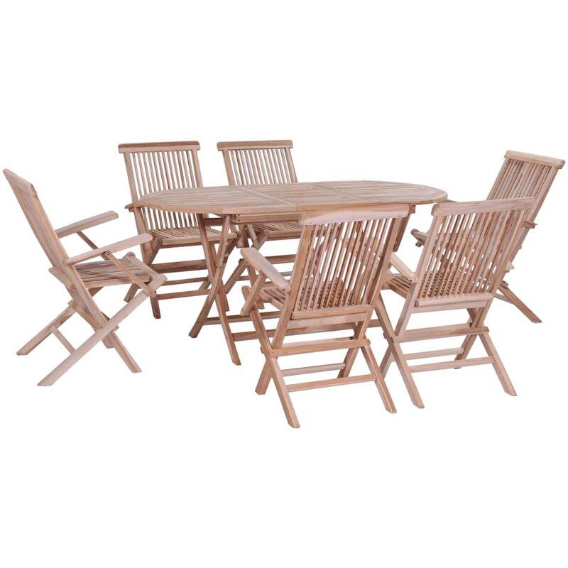 Set da Pranzo da Giardino 7 pz Pieghevole in Massello di Teak VD26412 - Hommoo