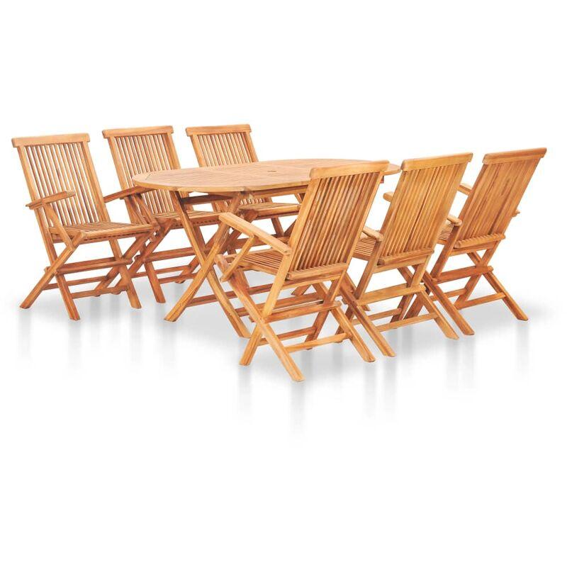 Set da Pranzo da Giardino 7 pz Pieghevole in Massello di Teak VD46818 - Hommoo