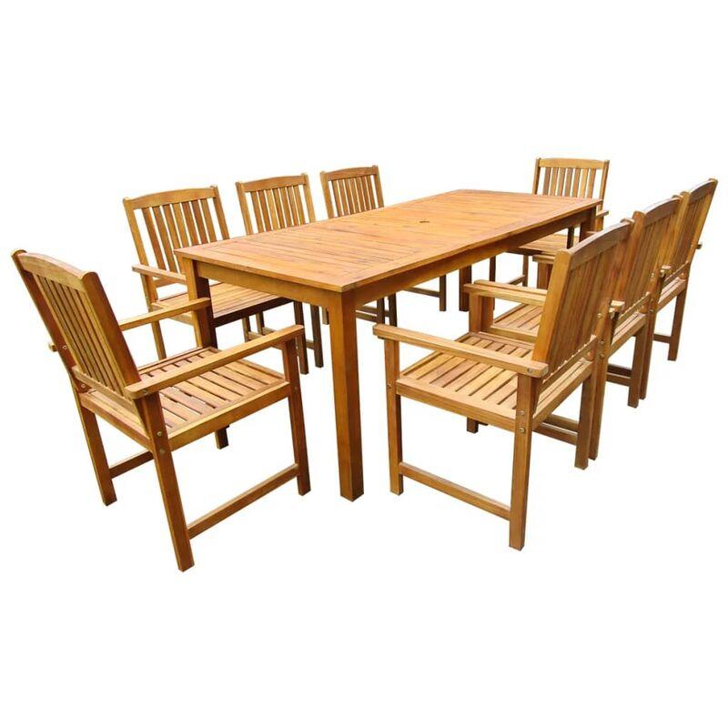 Set da Pranzo da Giardino 9 pz in Legno Massello di Acacia VD24728 - Hommoo