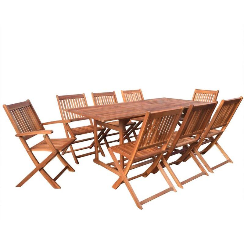 Set da Pranzo da Giardino 9 pz in Legno Massello di Acacia VD25842 - Hommoo