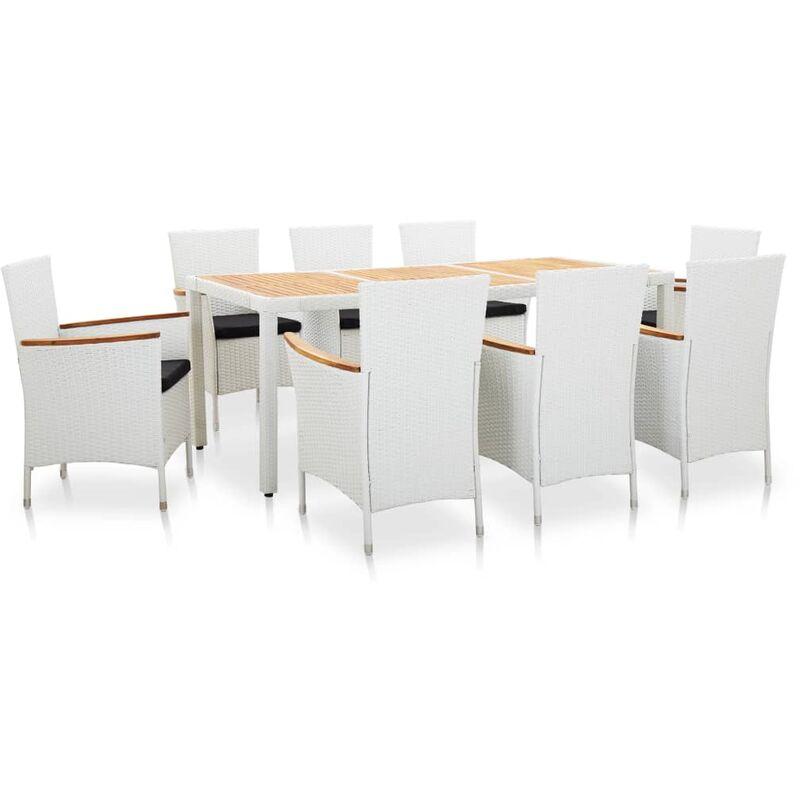 Set da Pranzo per Giardino 9 pz in Polyrattan Bianco VD45346 - Hommoo