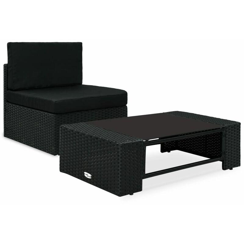 Set Divani da Giardino 2 pz in Polyrattan Nero VD53368 - Hommoo