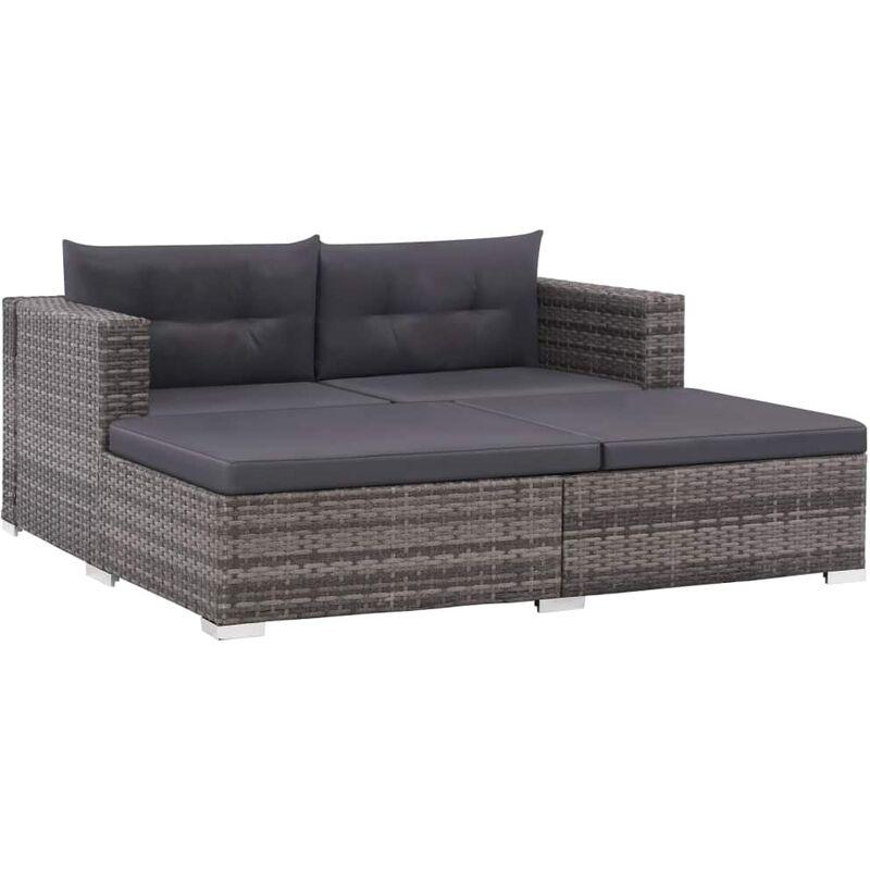Set Divani da Giardino 3 pz con Cuscini in Polyrattan Grigio VD26189 - Hommoo