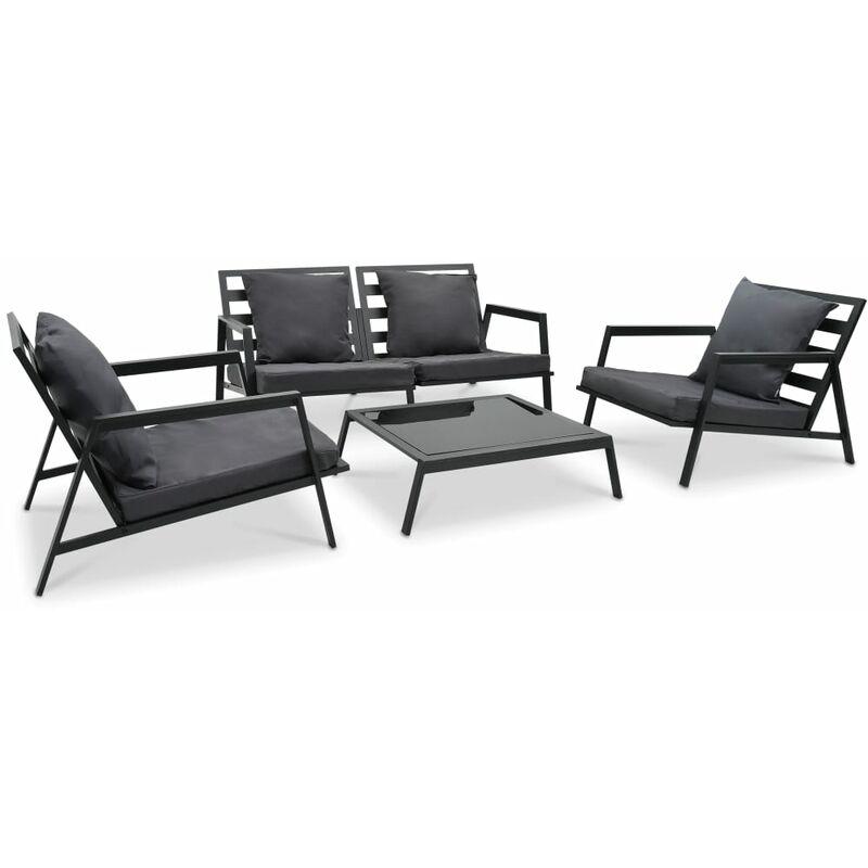 Set Divani da Giardino 4 pz con Cuscini Alluminio Grigio Scuro VD53093 - Hommoo