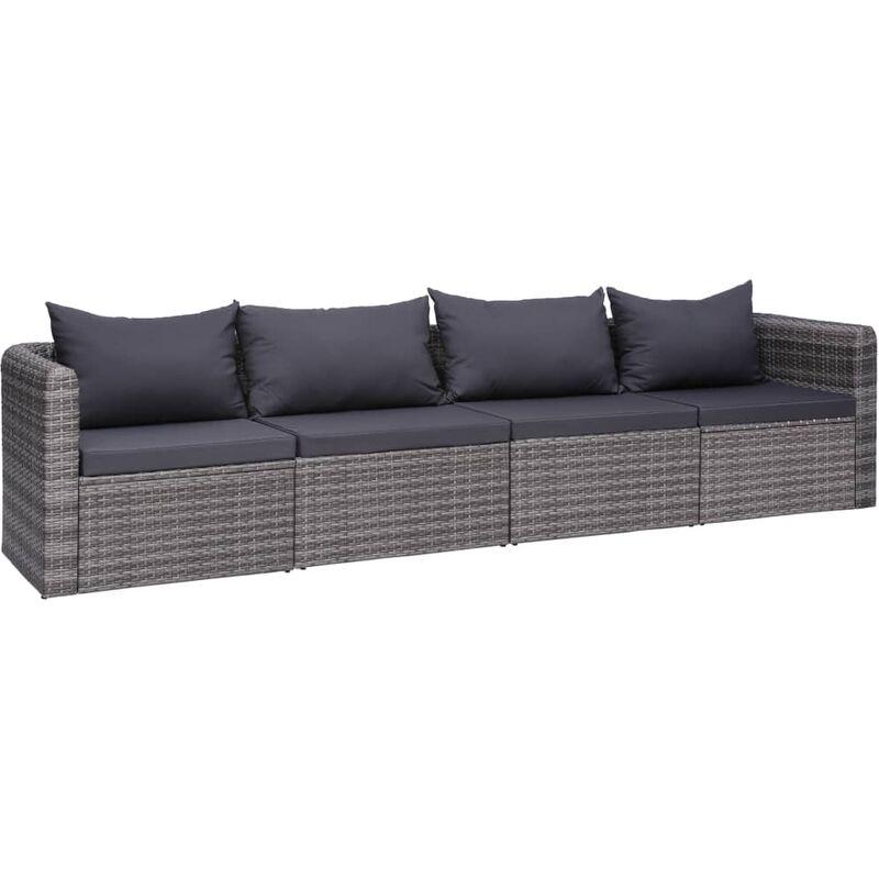 Set Divani da Giardino 4 pz con Cuscini Grigio in Polyrattan VD25942 - Hommoo