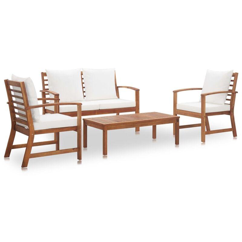 Set Divani da Giardino 4 pz con Cuscini in Massello di Acacia VD45812 - Hommoo