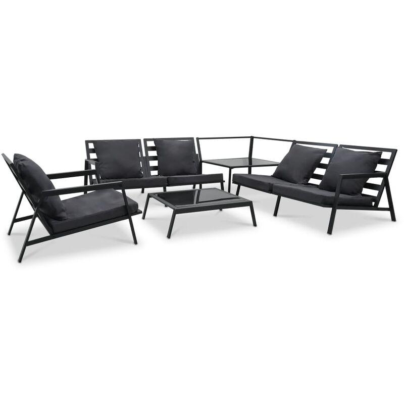 Set Divani da Giardino 5 pz con Cuscini Alluminio Grigio Scuro VD53094 - Hommoo