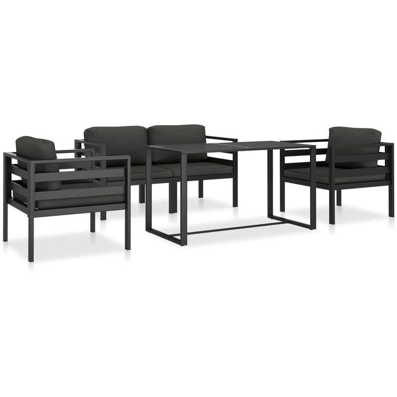 Set Divani da Giardino 5 pz con Cuscini in Alluminio Antracite VD53302 - Hommoo
