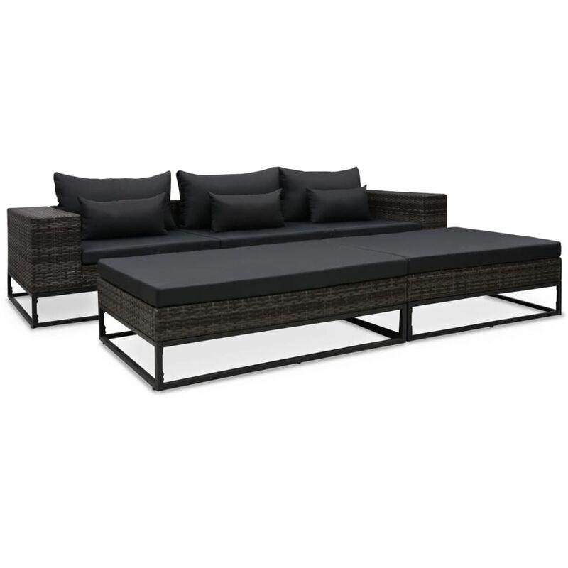 Set Divani da Giardino 5 pz con Cuscini in Polyrattan Grigio VD53397 - Hommoo