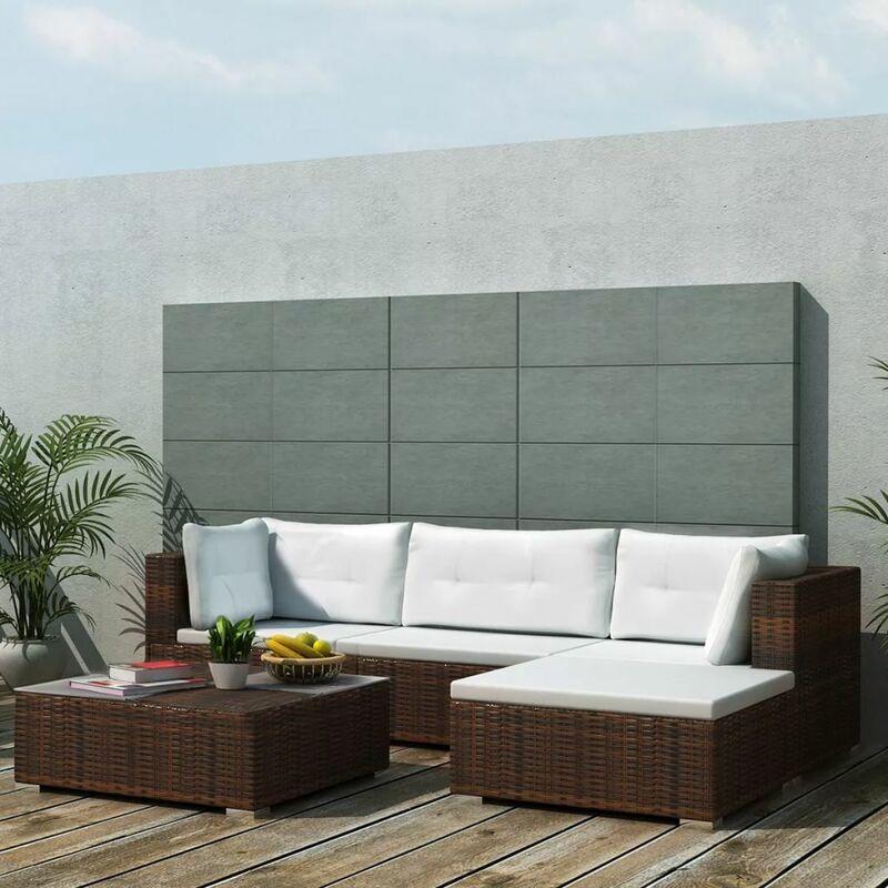 Set Divani da Giardino 5 pz con Cuscini in Polyrattan Marrone VD24316 - Hommoo