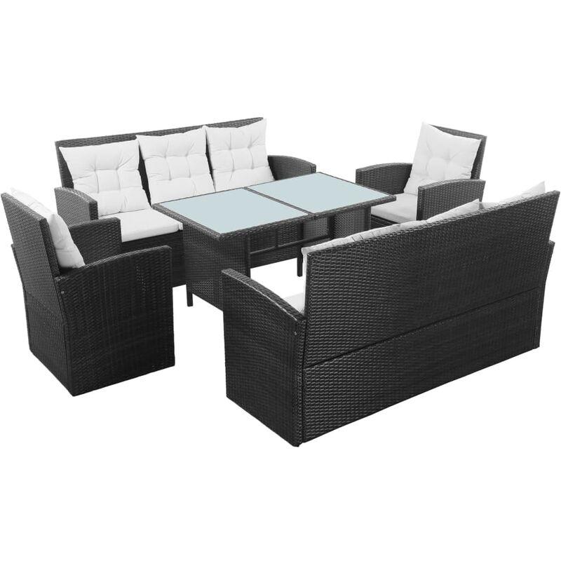 Set Divani da Giardino 5 pz con Cuscini in Polyrattan Nero VD25769 - Hommoo