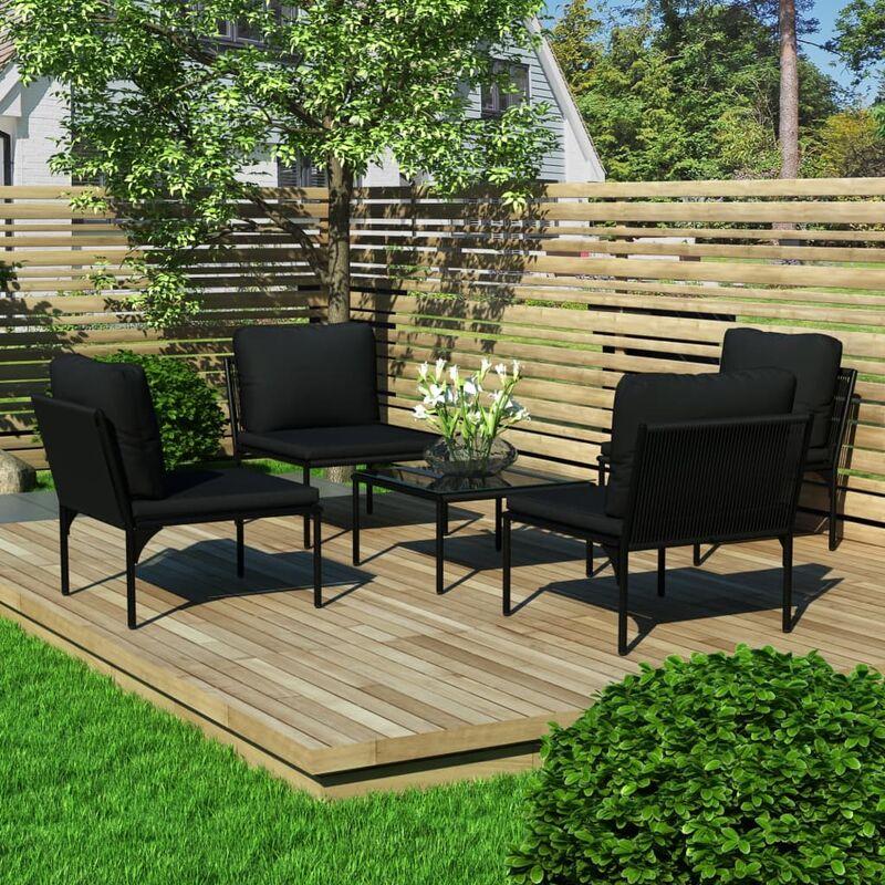 Set Divani da Giardino 5 pz con Cuscini Neri in PVC VD46576 - Hommoo