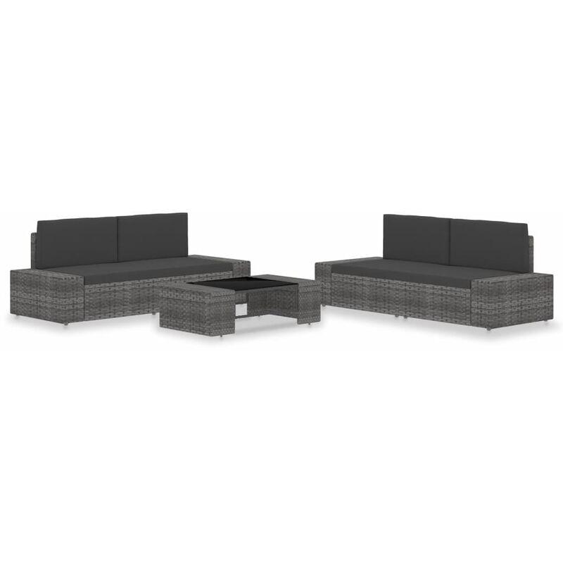 Set Divani da Giardino 5 pz in Polyrattan Grigio VD51891 - Hommoo