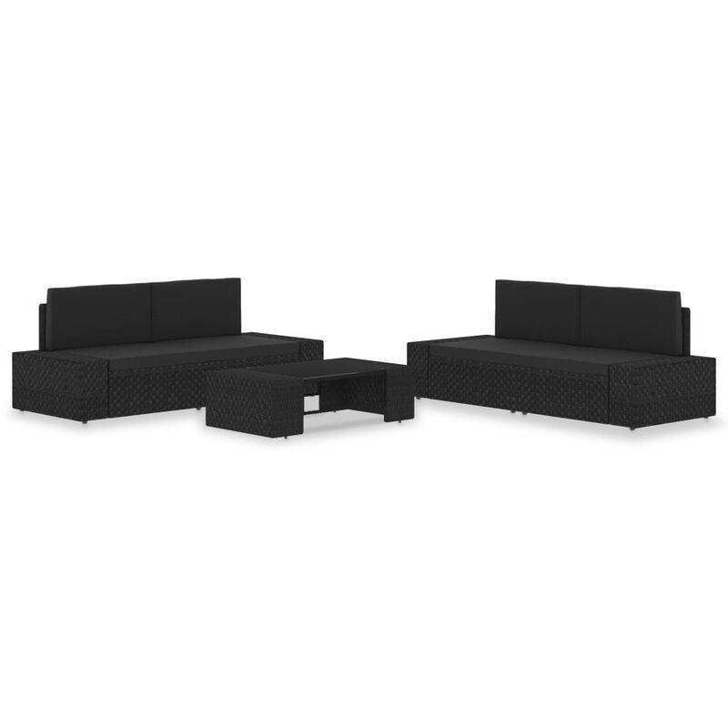 Set Divani da Giardino 5 pz in Polyrattan Nero VD51867 - Hommoo