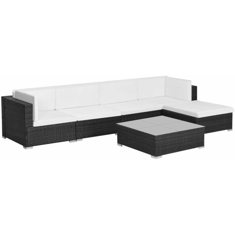 Set Divani da Giardino 6 pz con Cuscini in Polyrattan Nero VD26362 - Hommoo