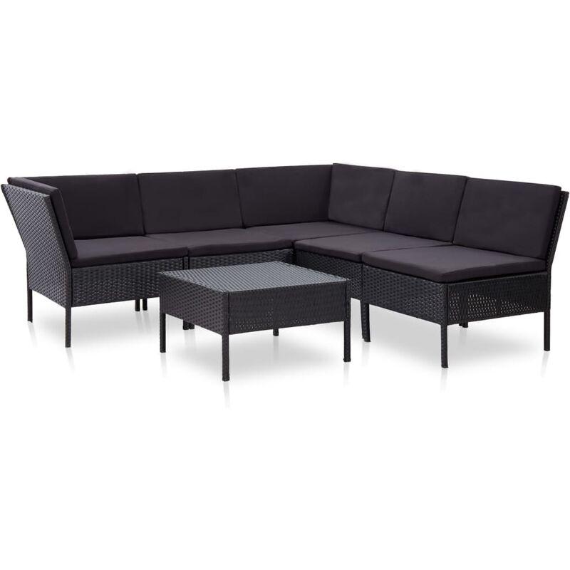 Set Divani da Giardino 6 pz con Cuscini in Polyrattan Nero VD46798 - Hommoo