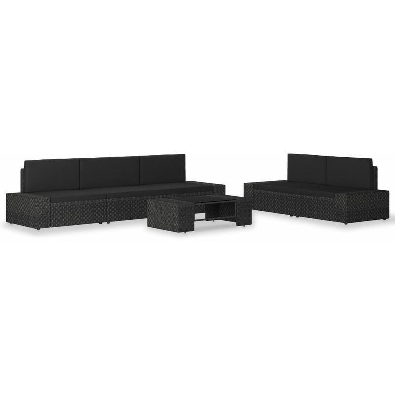 Set Divani da Giardino 6 pz in Polyrattan Nero VD51868 - Hommoo