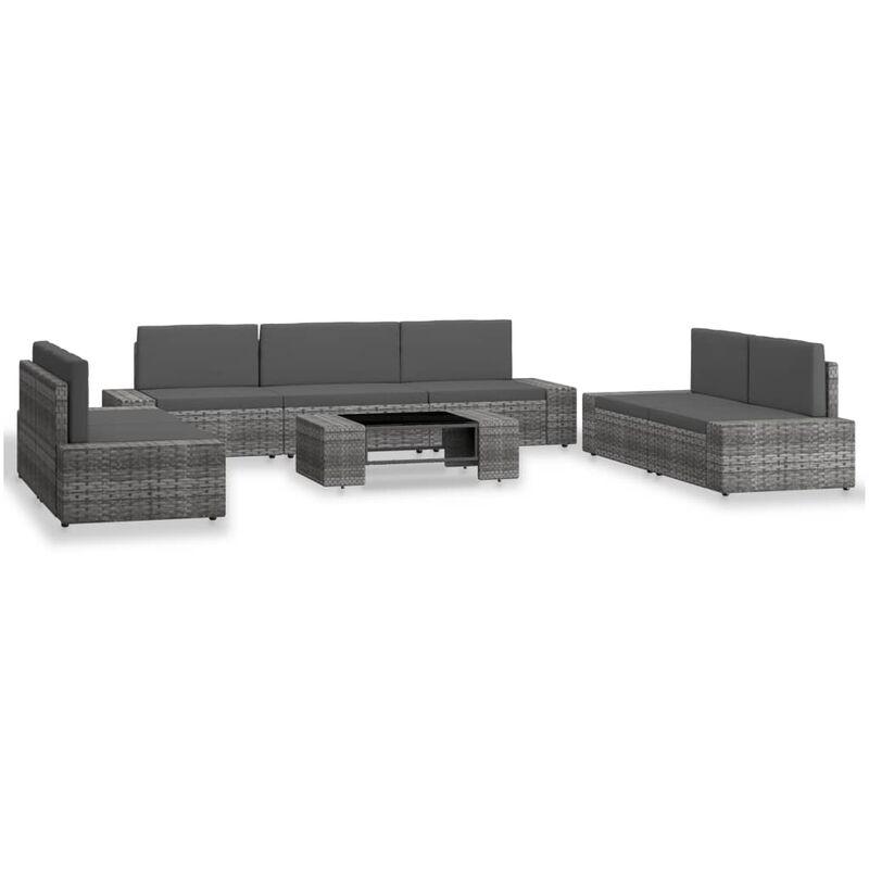 Set Divani da Giardino 8 pz in Polyrattan Grigio VD51896 - Hommoo