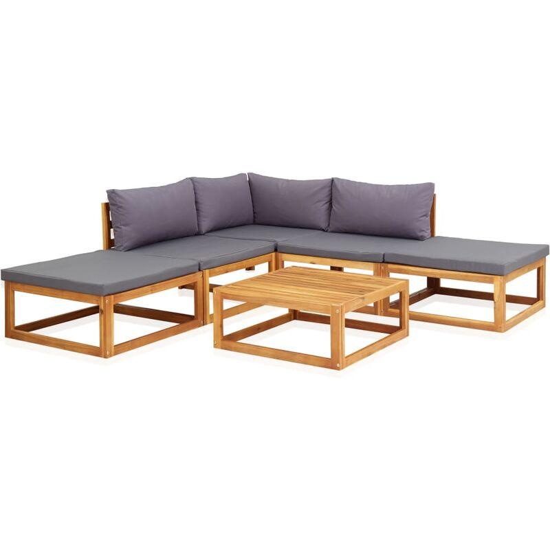 Set Divani Giardino 6 pz con Cuscini Legno Massello di Acacia VD27448 - Hommoo