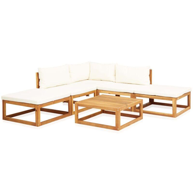Set Divani Giardino 6 pz con Cuscini Legno Massello di Acacia VD27450 - Hommoo