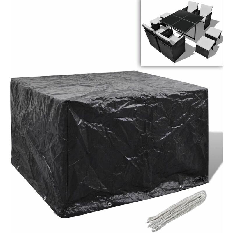 Hommoo Set mobili in polirattan 1 tavolo 4 sedie 4 poggiapiedi nero VD24193