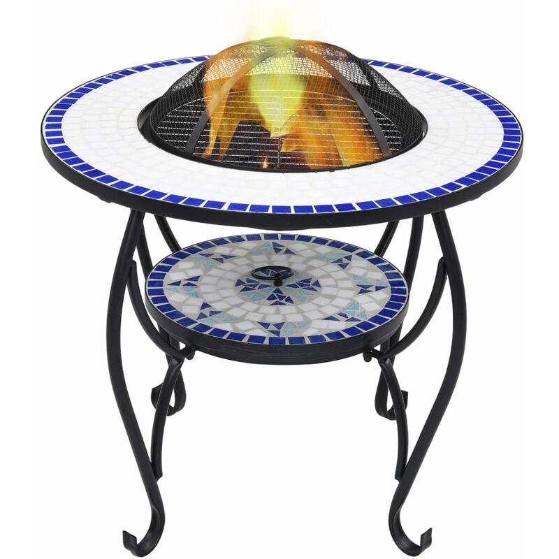 Tavolo con Braciere a Mosaico Blu e Bianco 68cm in Ceramica VD31180 - Hommoo