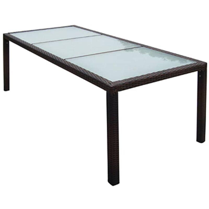 Tavolo da Giardino 190x90x75 cm Marrone in Polyrattan e Vetro VD25853 - Hommoo