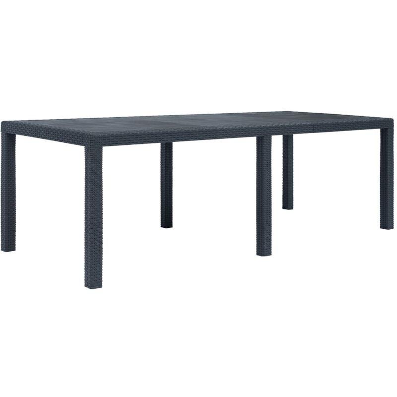 Tavolo da Giardino Antracite 220x90x72 cm Plastica Stile Rattan VD27300 - Hommoo