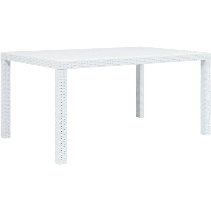 Tavolo da Giardino Bianco 150x90x72 cm in Plastica Stile Rattan VD27296 - Hommoo