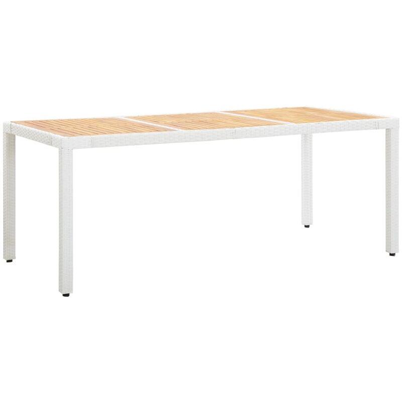 Tavolo da Giardino Bianco 190x90x75 cm in Polyrattan e Acacia VD48742 - Hommoo