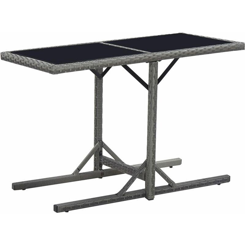Tavolo da Giardino Nero 110x53x72 cm in Vetro e Polyrattan VD52923 - Hommoo